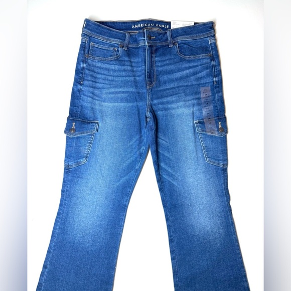 American Eagle Women’s Kick Boot Low Rise  Jeans Size- 14 Regular - Picture 2 of 11